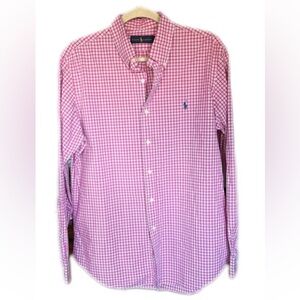 Ralph Lauren Pink Check Button Down Shirt Long Sleeve Classic Preppy Casual